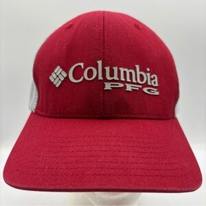 Columbia Sportswear Mesh Flexfit Red/Gray L/XL Performance Fish Gear Fitted Hat